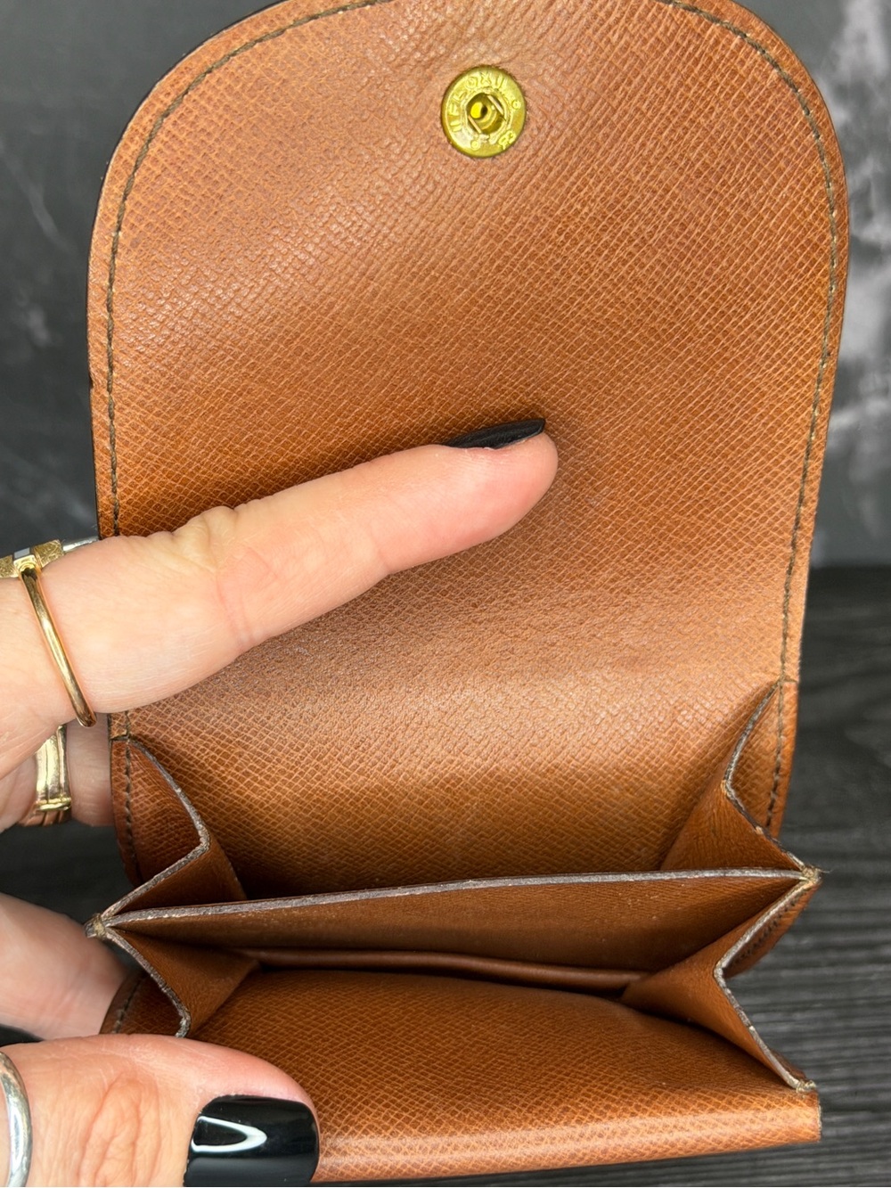 Louis Vuitton Monogram Coin Wallet Vintage Snap Pouch Brown LV Authentic - Picture 10 of 13